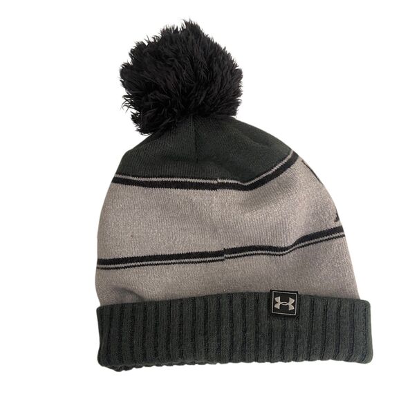 Under Armour Beanie Winter Hat Gray Black Men's OSFA - Picture 4 of 6